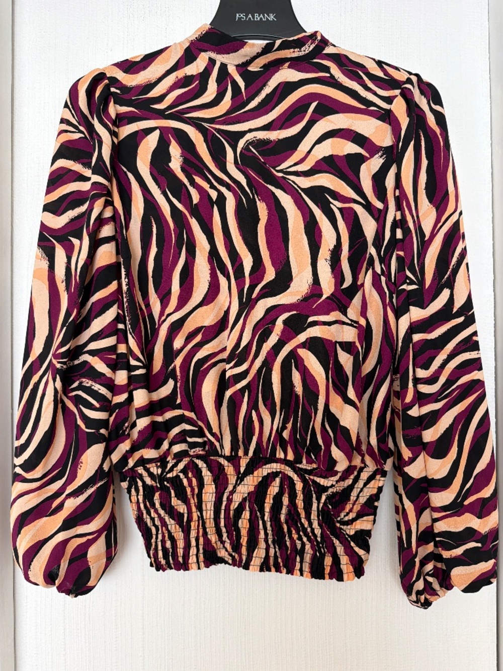 New York & Company Zebra Print Smocked Waist Top Size M NWT